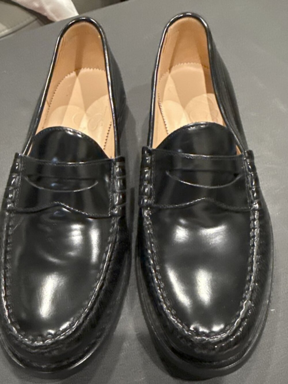 J. Crew Women's Winona Black Leather Pinched Penny Loafers Slip-On Women's US 7